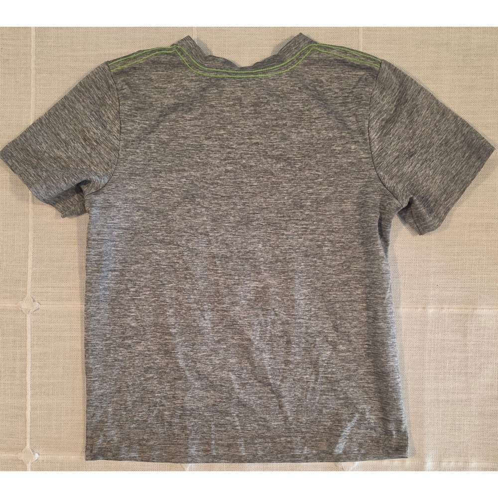 Adidas Boys Heathered Gray Soccer Graphic Tee Size 5 Lime Green Logo Shirt